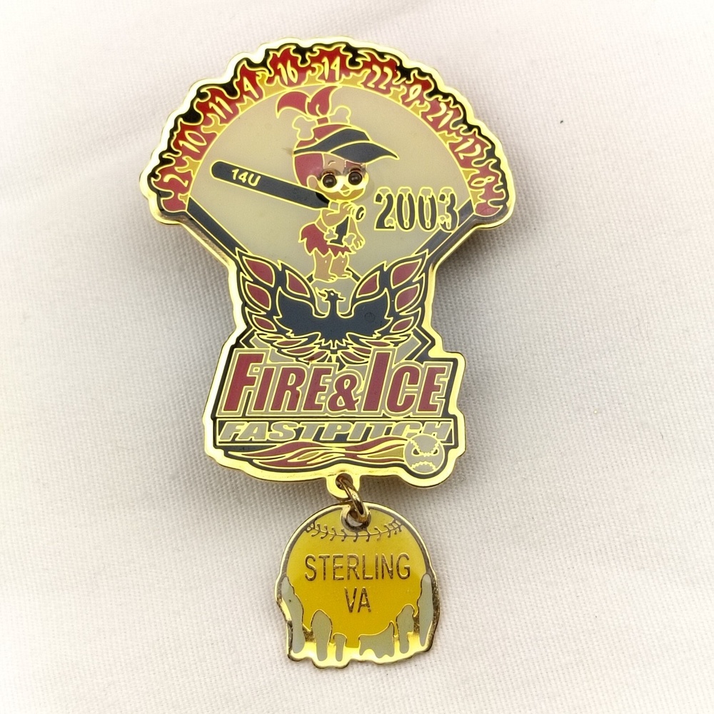 Fire & Ice Fastpitch Pin Button 14U Vintage 2003 Sterling VA Softball